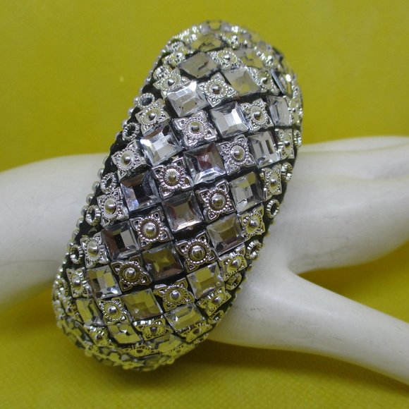 Wide Mirrored Bangle Bracelet - Picture 5 of 6